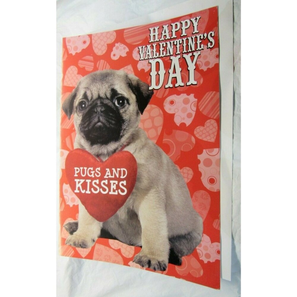 Giant Valentine's Day Card Pug 16"x24" "PUGS AND KISSES"